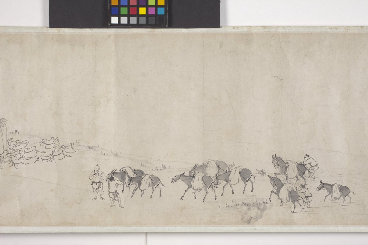 Tahıl Taşan Yüz Eşek, Handscroll, c.1700 (kağıt üzerine mürekkep) by Ye Yin