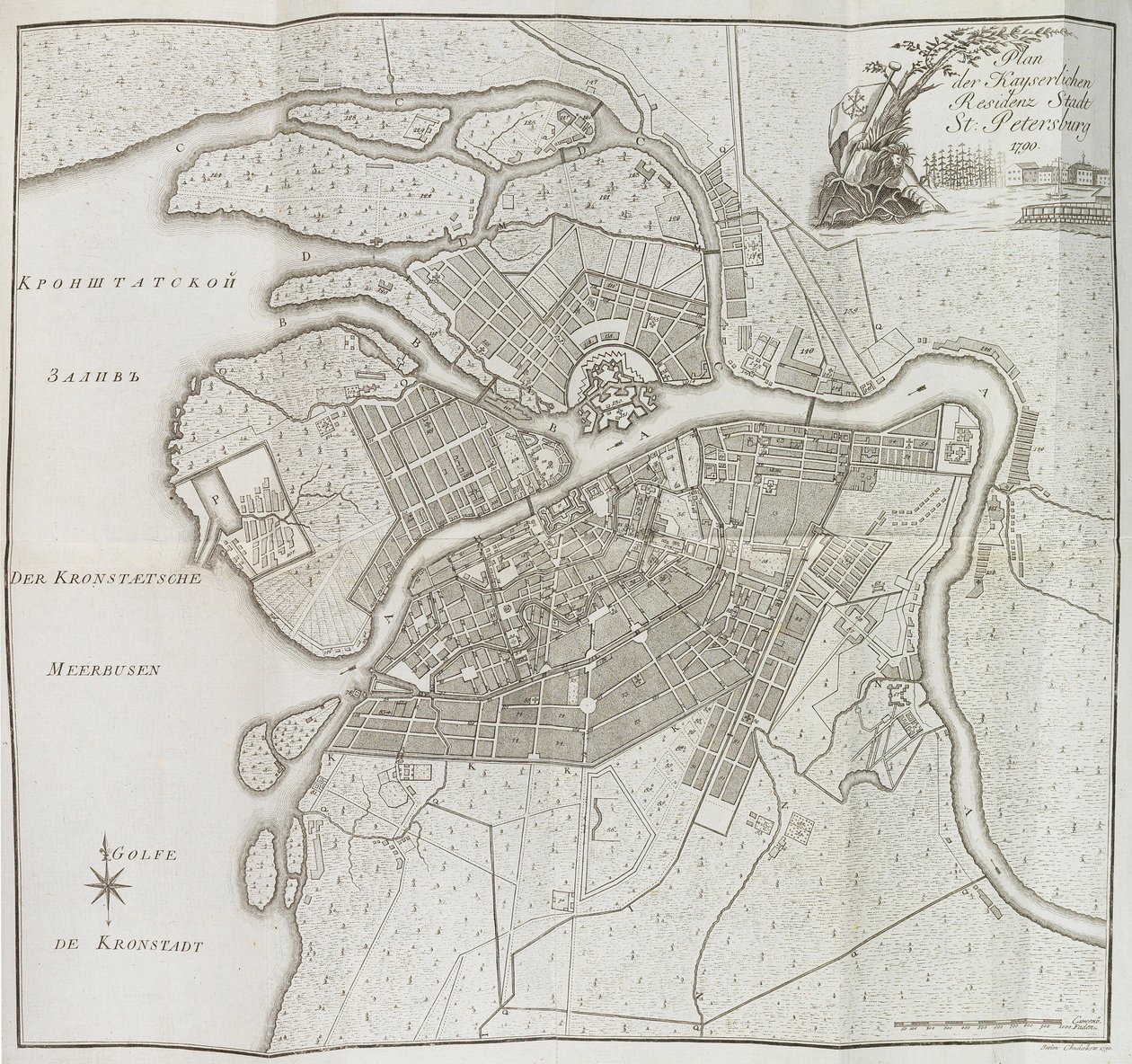 Saint Petersburg haritası, 1790. by Yefim Maximovich Khudyakov