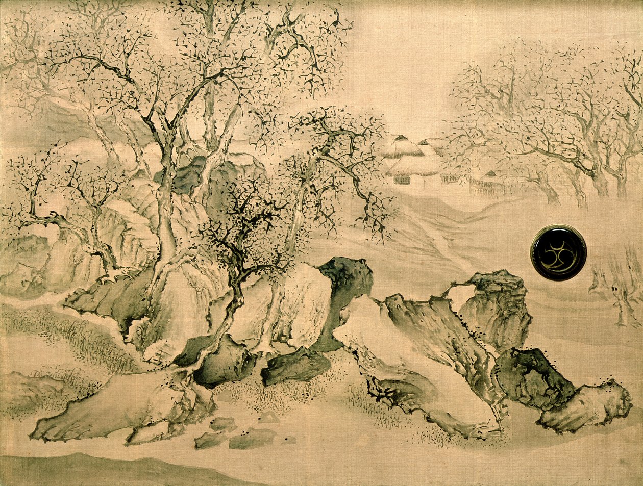 Manzara, 1771 (renkli tahta baskı) by Yosa Buson