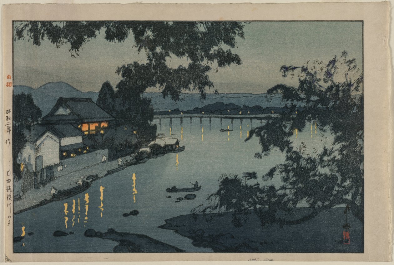 Chikugo Nehri üzerinde akşam by Yoshida Hiroshi