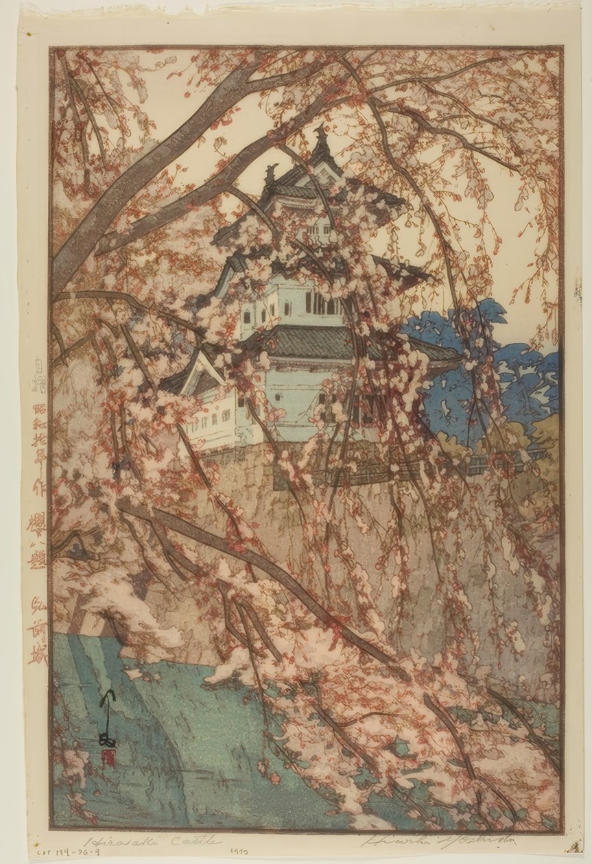 Hirosaki Kalesi, "Kiraz Çiçeklerinin Sekiz Görünümü" serisinden by Yoshida Hiroshi