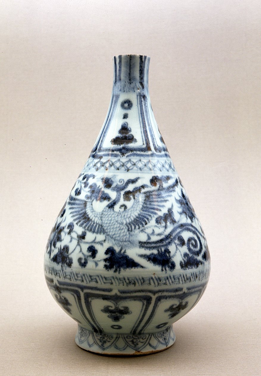 Mavi ve beyaz vazo, Yuan Hanedanlığı (1206-1368) (seramik) by Yuan Dynasty Chinese School