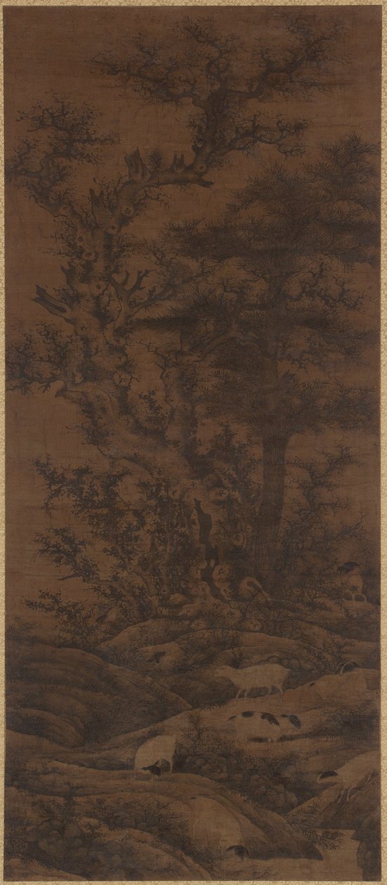 Kışlık Ağaçlar ve Koyunlar by Yuan Dynasty Chinese School