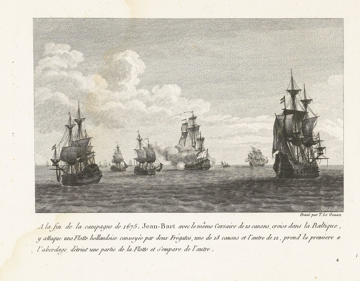 Jan Bart valt Hollandse schepen de Baltische zee aan'da, 1675 1675 seferinin sonunda, Jean-Bart aynı 10 silahlı Corsair ile Baltık'ta seyir halinde bir Hollanda Filosu'na saldırdı (...) (nesne üzerinde başlık) ) Jean-Bar'ın dövüşlerinin top by Yves Marie Le Gouaz
