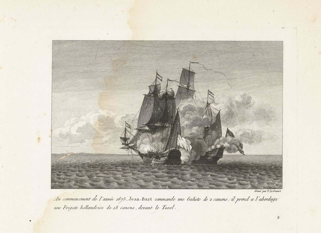 Jan Bart verovert een Hollands fregat bij Texel, 1675 1675 yılının başında, Jean-Bart 2 silahlı bir Galiote