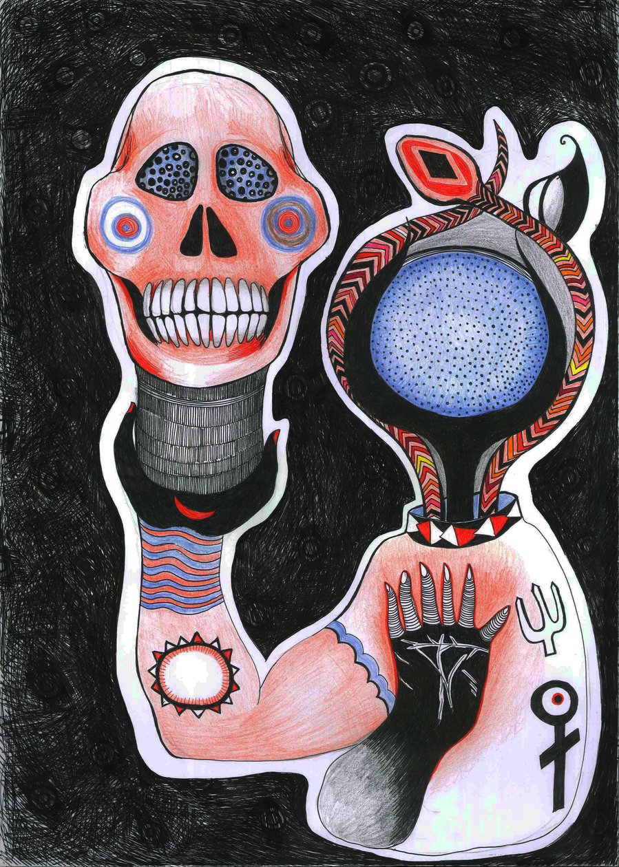 Inside-Out, 2012 (kağıt üzerine kalem, mürekkep ve renkli kurşun kalemler) by Zanara Sabina Nedelcheva Williams