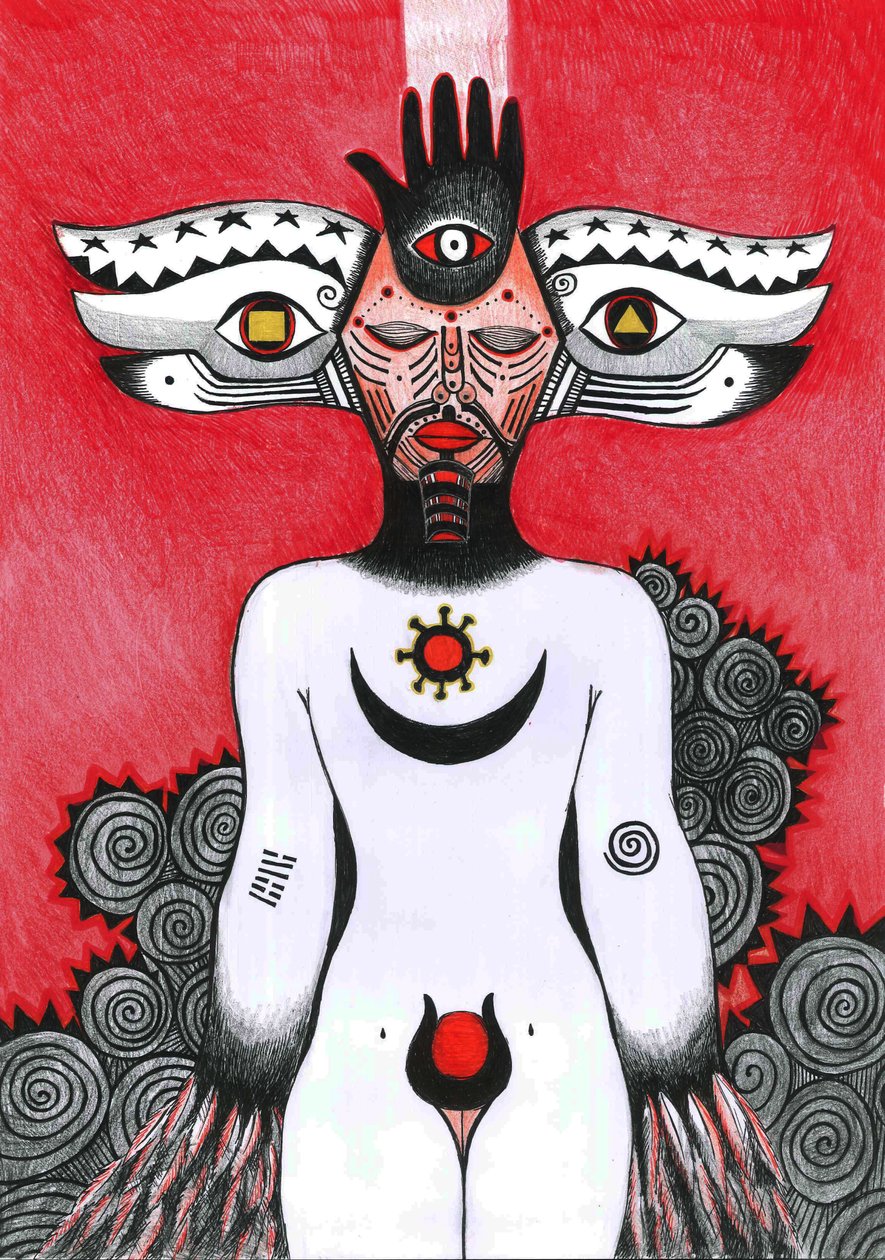 The Eye, 2012 (kağıt üzerine kalem, mürekkep ve renkli kurşun kalemler) by Zanara Sabina Nedelcheva Williams