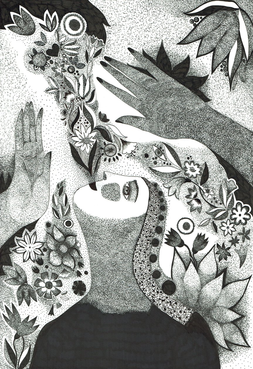Soul Flowers, 2019 (kağıt üzerine mürekkep çizimi) by Sabina Nedelcheva Williams