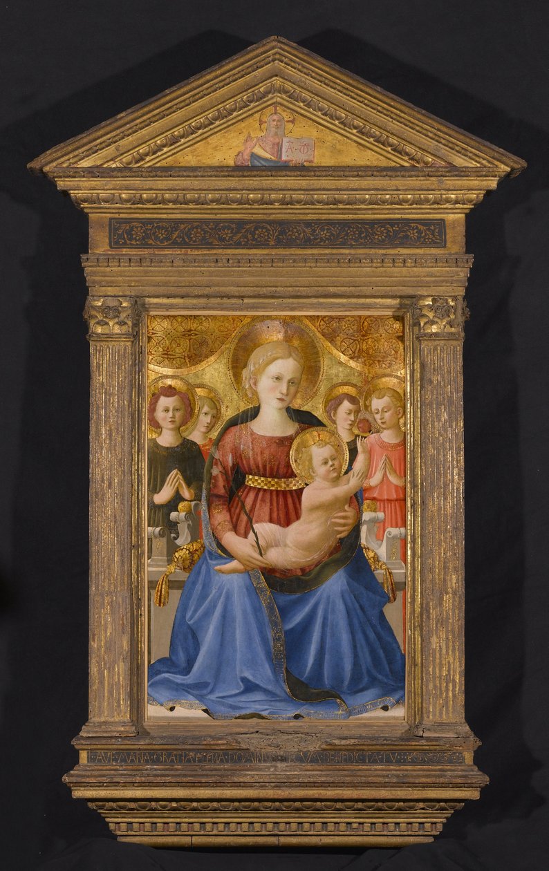 Dört Melek ve Kurtarıcı ile Bakire ve Çocuk by Zanobi di Benedetto Strozzi