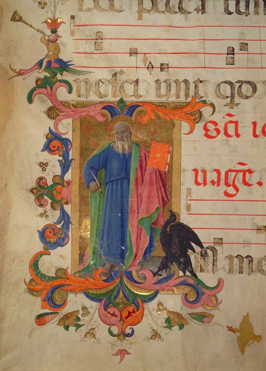 Missal 515 f.9r St. John the Evangelist, Filippo do Mateo Torelli tarafından aydınlatılan sınır (1409-68) 1449