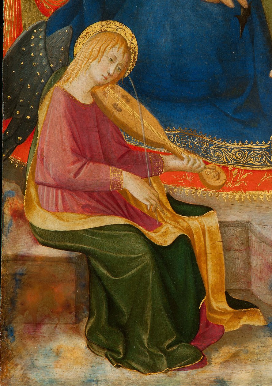 İki Müzisyen Melekle Alçakgönüllü Madonna. Detay: Müzisyen Melek, c1450. by Zanobi Strozzi