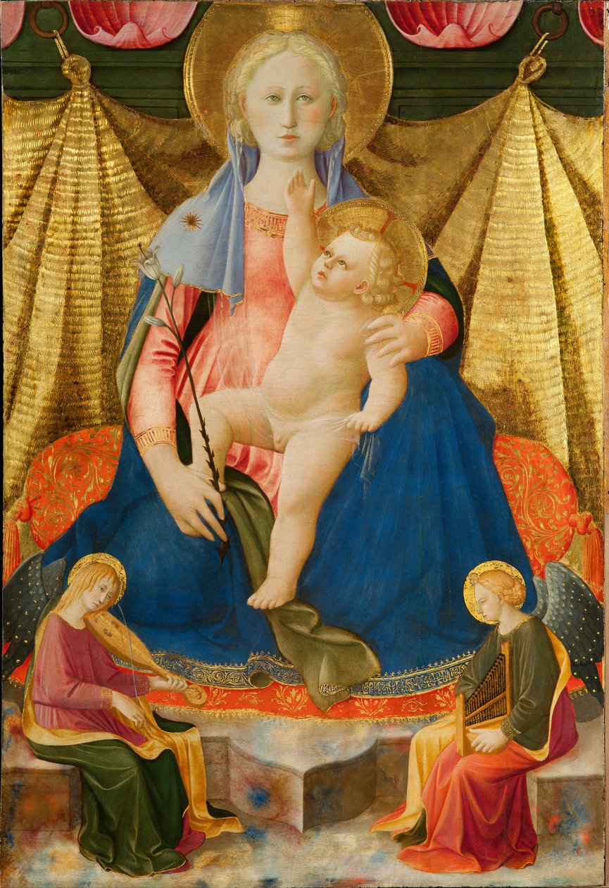 İki Müzisyen Melek ile Alçakgönüllü Madonna, c. 1450 by Zanobi Strozzi