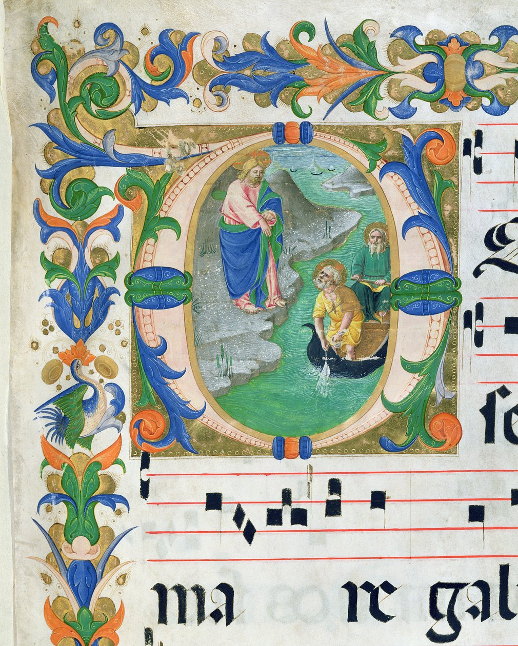 Ms 515 f.1r Bir koro kitabından Mucizevi Balık Taslağı, 1449