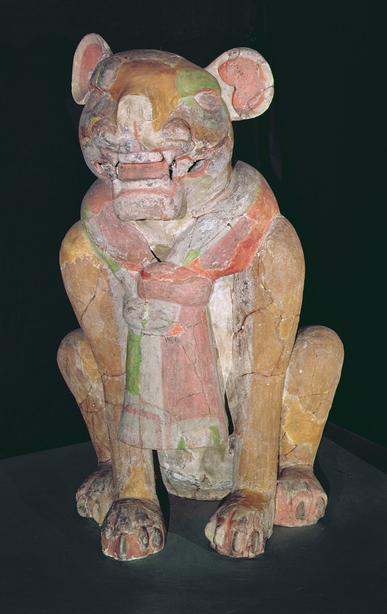 Bir jaguarı temsil eden vazo, Monte Alban, Oaxaca, Dönem II (çömlek) by Zapotec