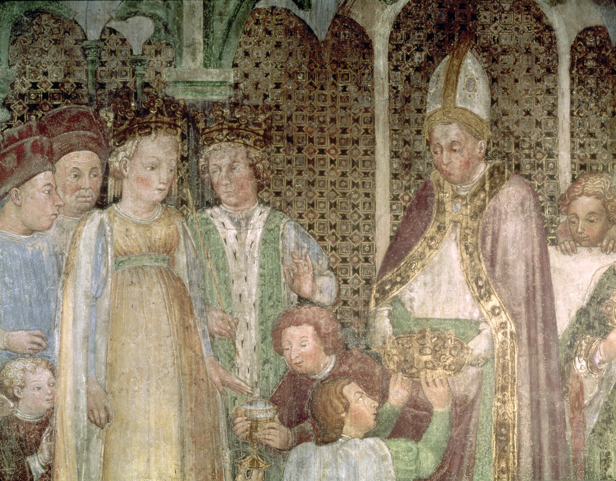 Kraliçe Theodolinda ve Papa Büyük Gregory (c.540-604) Hediye Alışverişi, 1444 by Zavattari Family