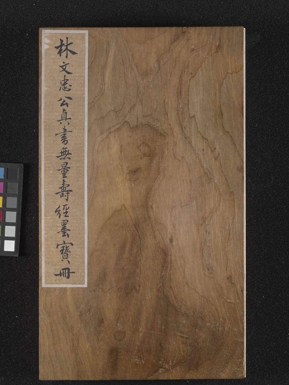 Ebedi Yaşam Sutrasının Ön Kapağı (Wu Liang Shou Jing) 1837 (mavi kağıt üzerine altın boya) by Zexu Lin