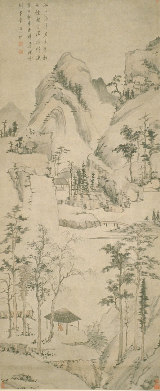 Figürlü Manzara (kağıt üzerine mürekkep ve renkli) by Zha Shibiao