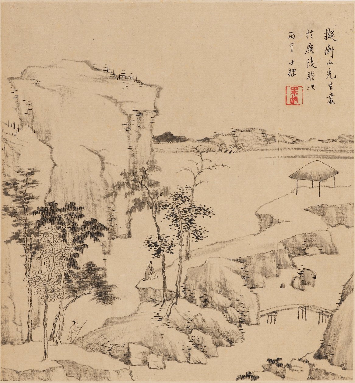 Nehir manzarası, 1666 by Zha Shibiao