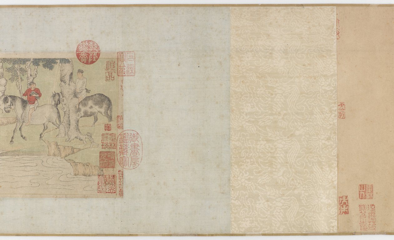 Nehri Geçen Atlar ve Damatlar, Yuan veya erken Ming hanedanı, 14. yüzyıl by Zhao Mengfu Chao Meng Fu or