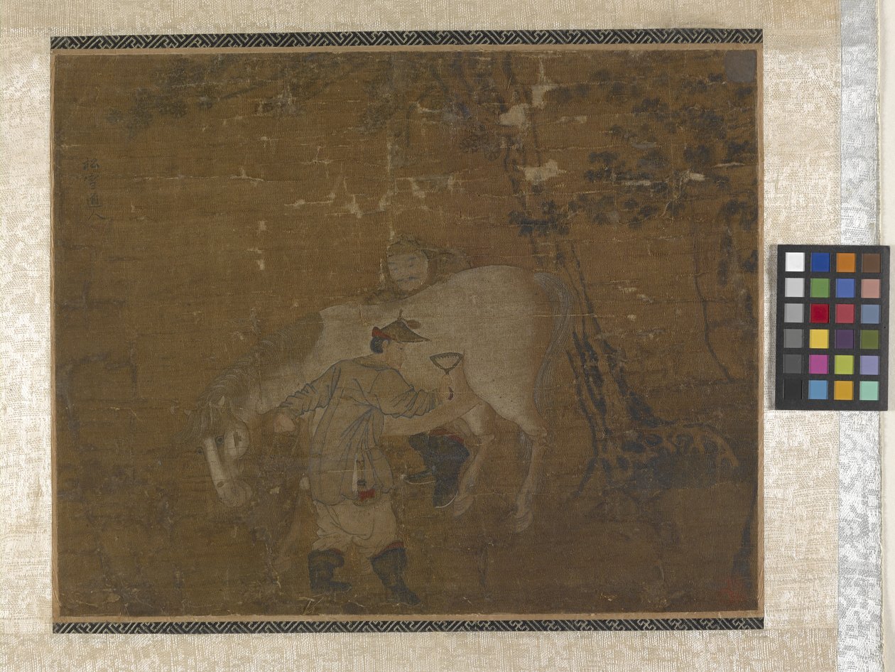 Damat Penye Beyaz At (ipek üzerine renkli) by Zhao Mengfu Chao Meng Fu or