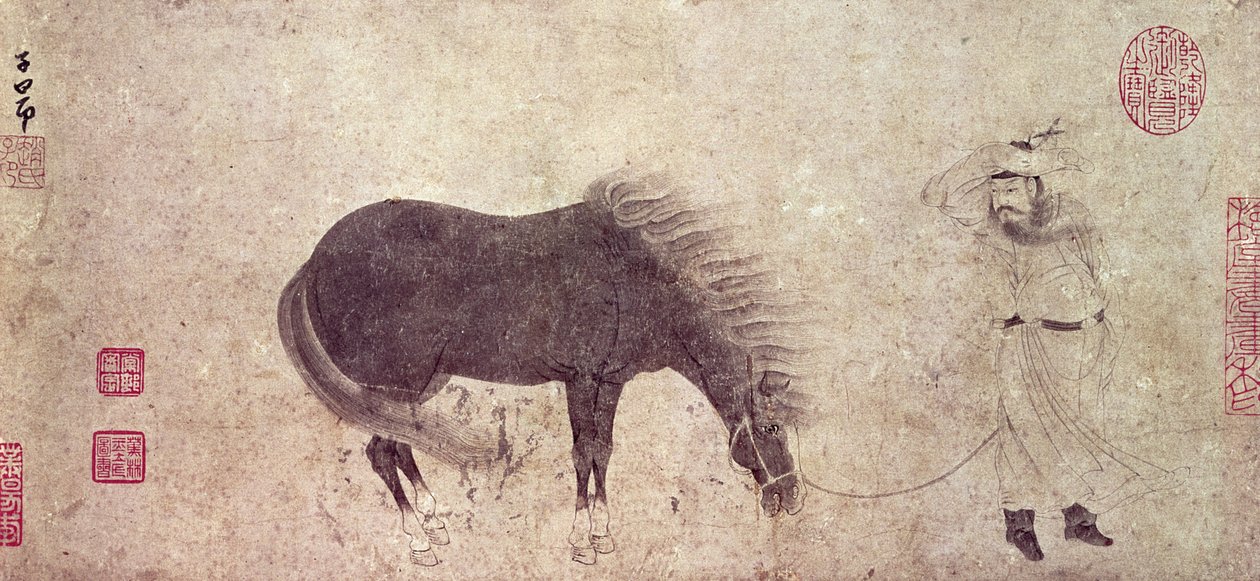 Kışın At ve Damat (kağıt üzerine mürekkep) by Zhao Mengfu Chao Meng Fu or
