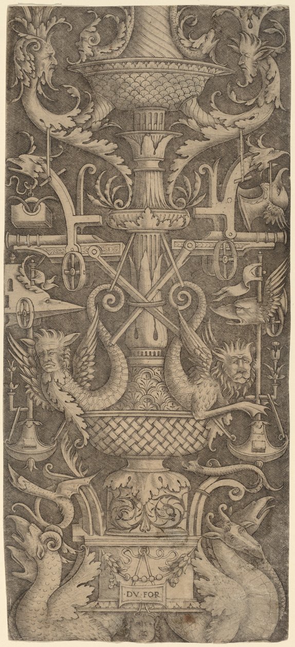 Ejderhalar, Maskeler ve Savaş Aletleri ile Süsleme Paneli, c. 1505. by Zoan Andrea