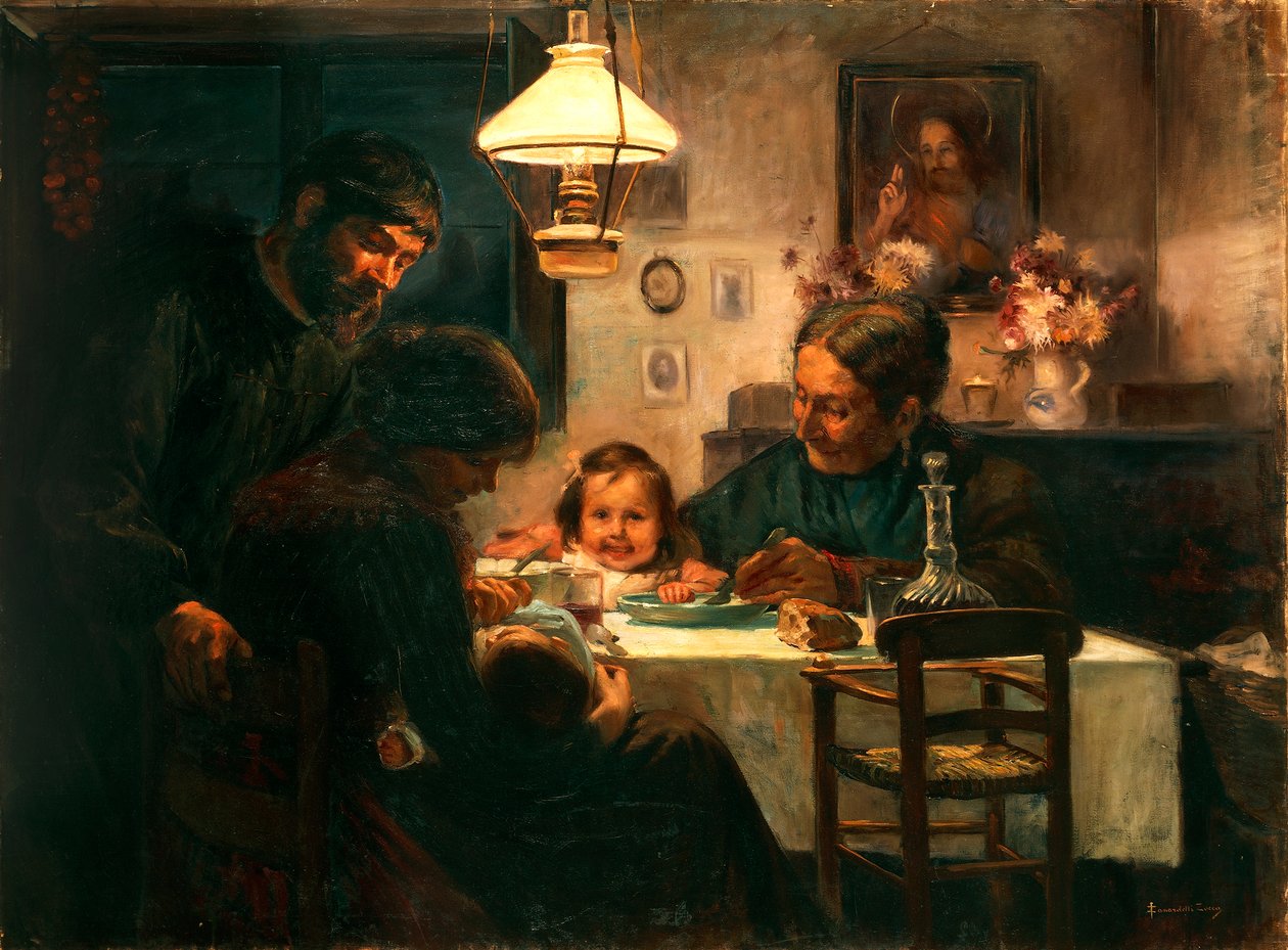 İşçinin Ailesi (tuval üzerine yağlı boya) by Zocca Zanardelli