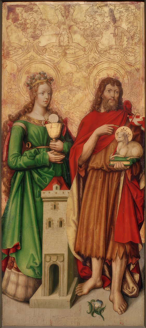 Aziz Barbara ve Vaftizci Yahya by Zürcher Veilchenmeister