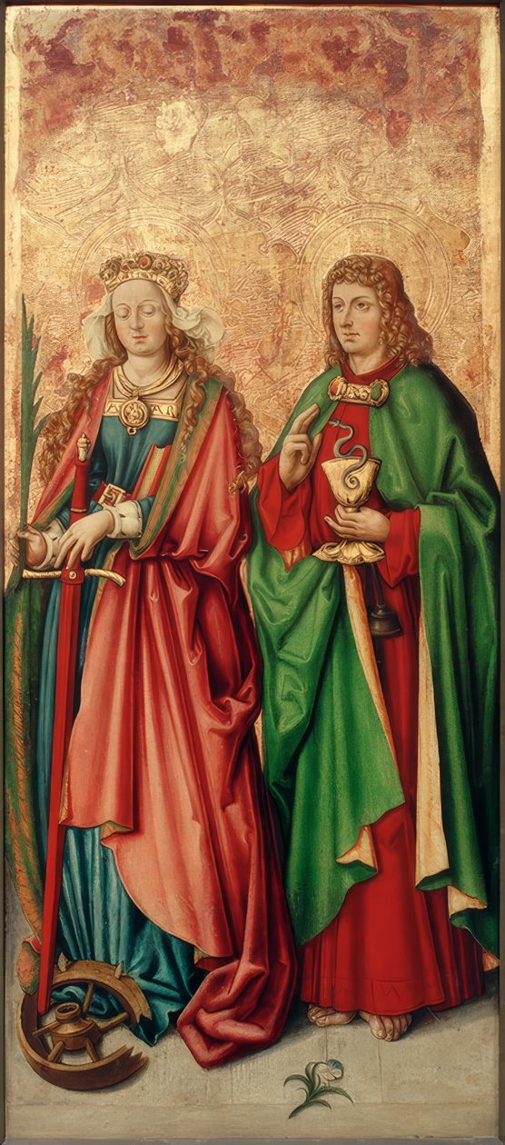 Zürih menekşe ustası, St. Catherine ve Johannes Evangelist by Zürcher Veilchenmeister