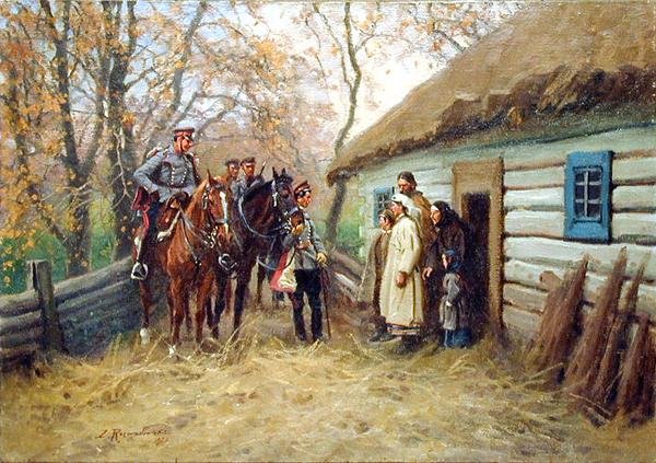 Bir Evin Önünde Süvari Devriyesi by Zygmunt Rozwadowski