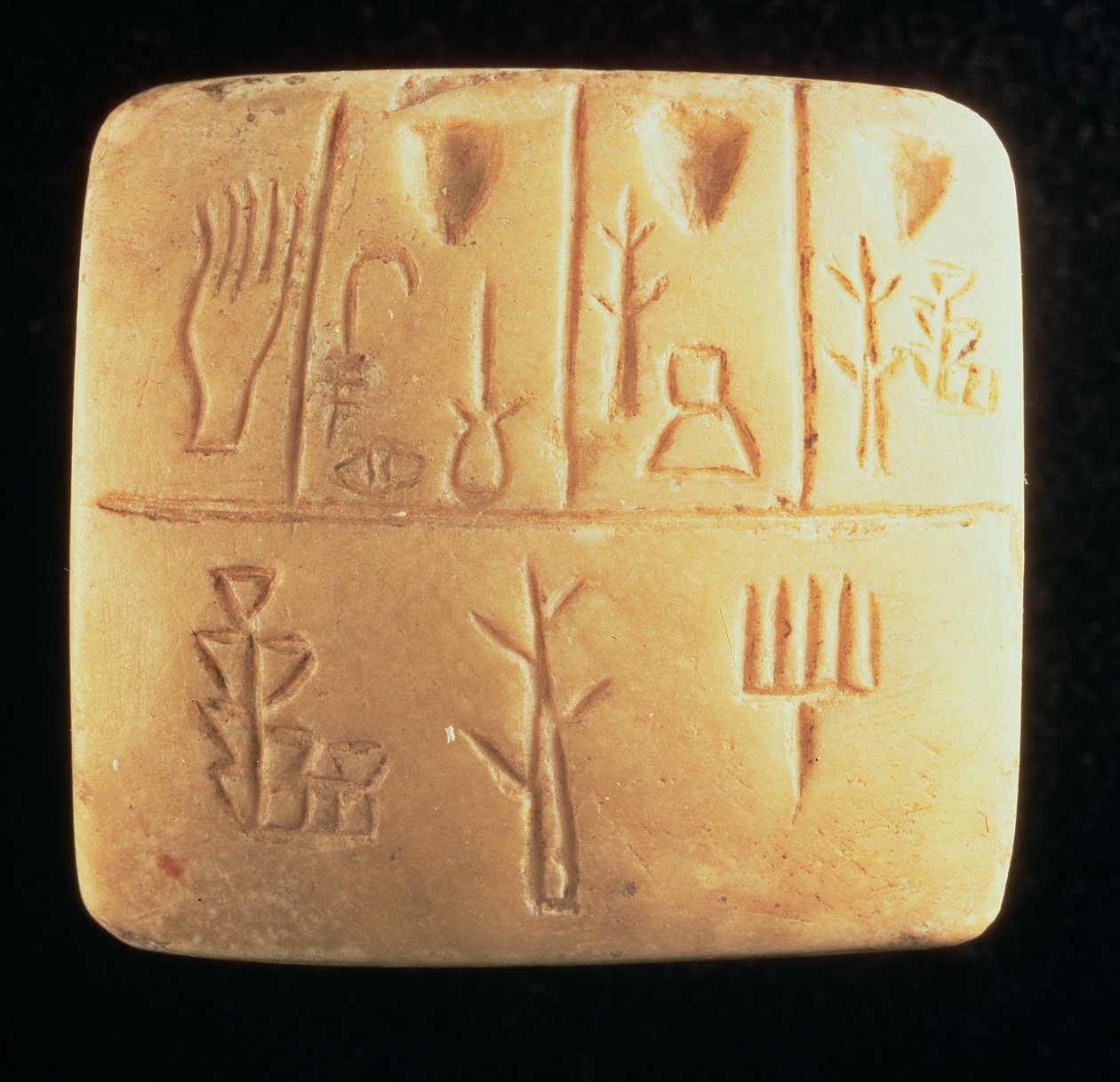 00321 Piktografik yazıtlı tablet, Mezopotamya, MÖ 4. yy sonu (kireçtaşı) by Hippolyte Lalaise Devéria