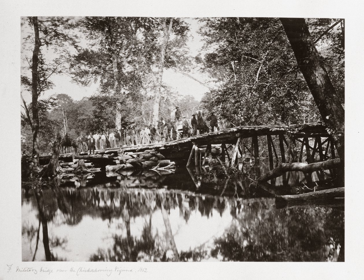 Chickahominy, Virginia, ABD, c 1862 üzerinde askeri bir köprü by Ferdinand Georg Waldmuller