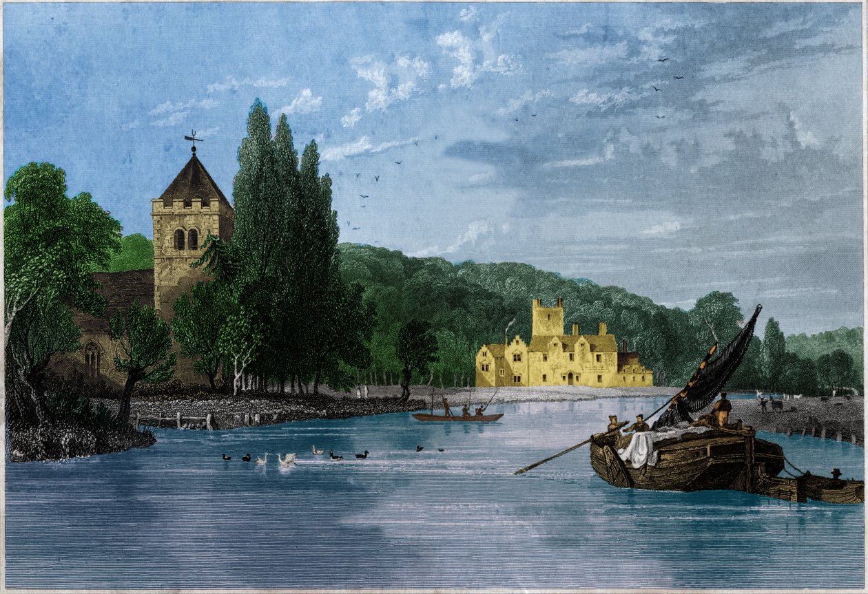 Bisham Manastırı, Tapınak Şövalyeleri Komutanlığı, Berkshire Kontu. yaklaşık 1850 (Gravür) by . .
