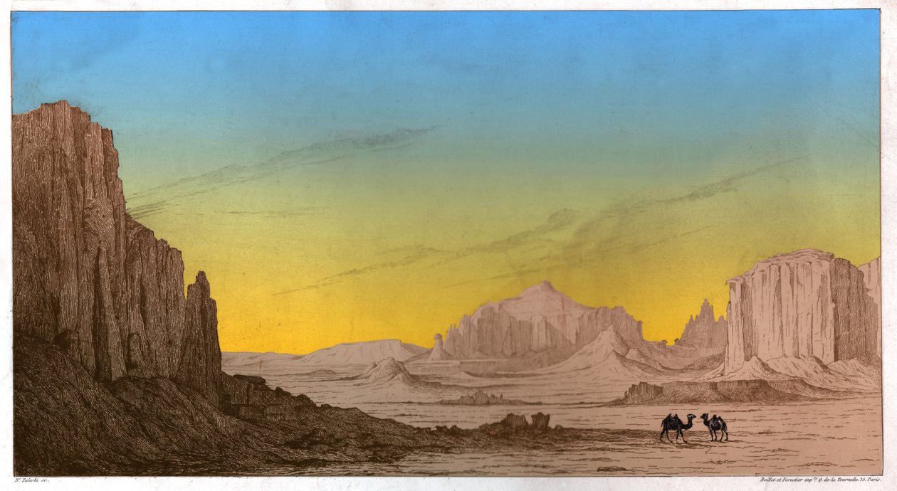 Aktau Dağları, yaklaşık 1850 (gravür) by . .