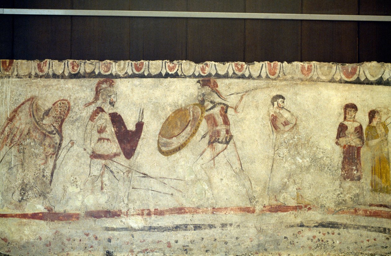 İki savaşçı arasındaki savaş sahnesi, Paestum
