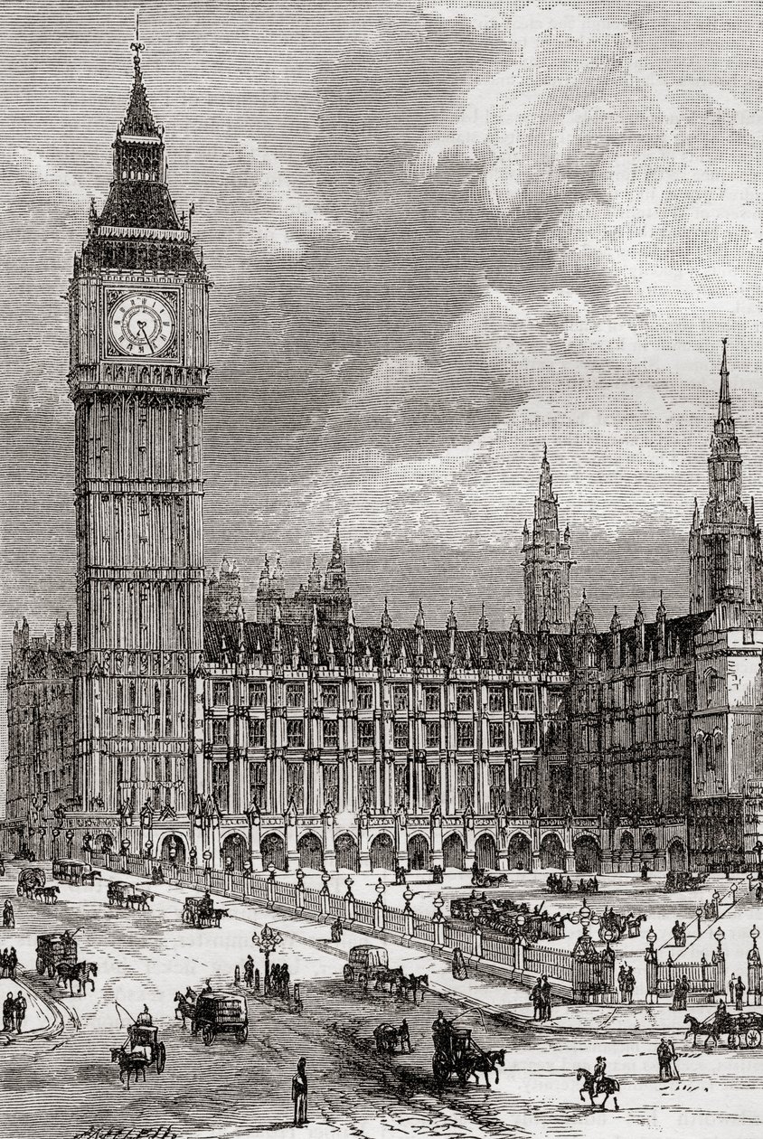 Big Ben ve Parlamento Binaları, Londra, İngiltere, burada 19. yüzyılda görüldü. by . .