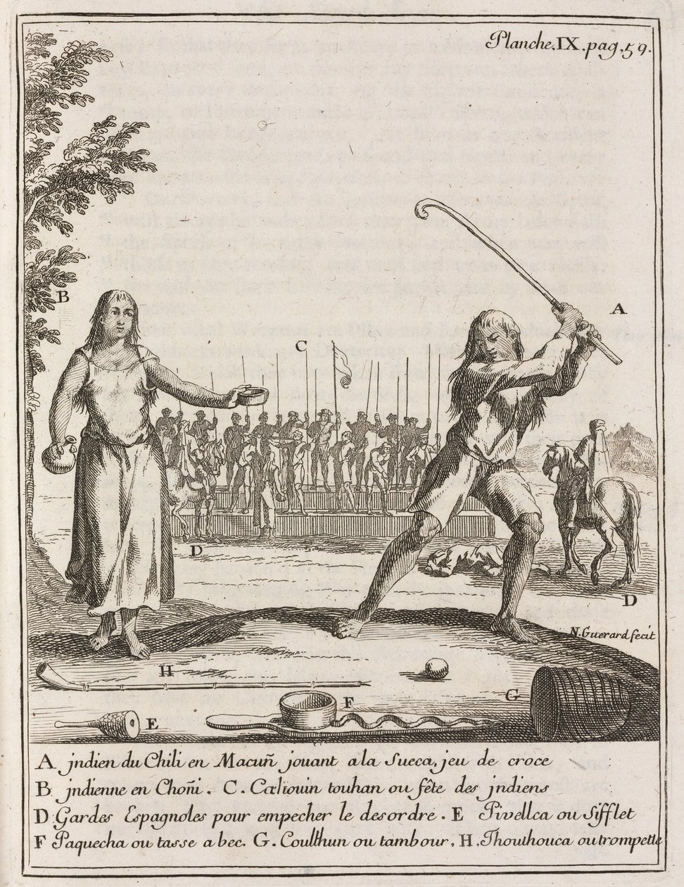 Bir tür hokey oynayan Şilili Kızılderili by Frederick (attr. to) Barnard