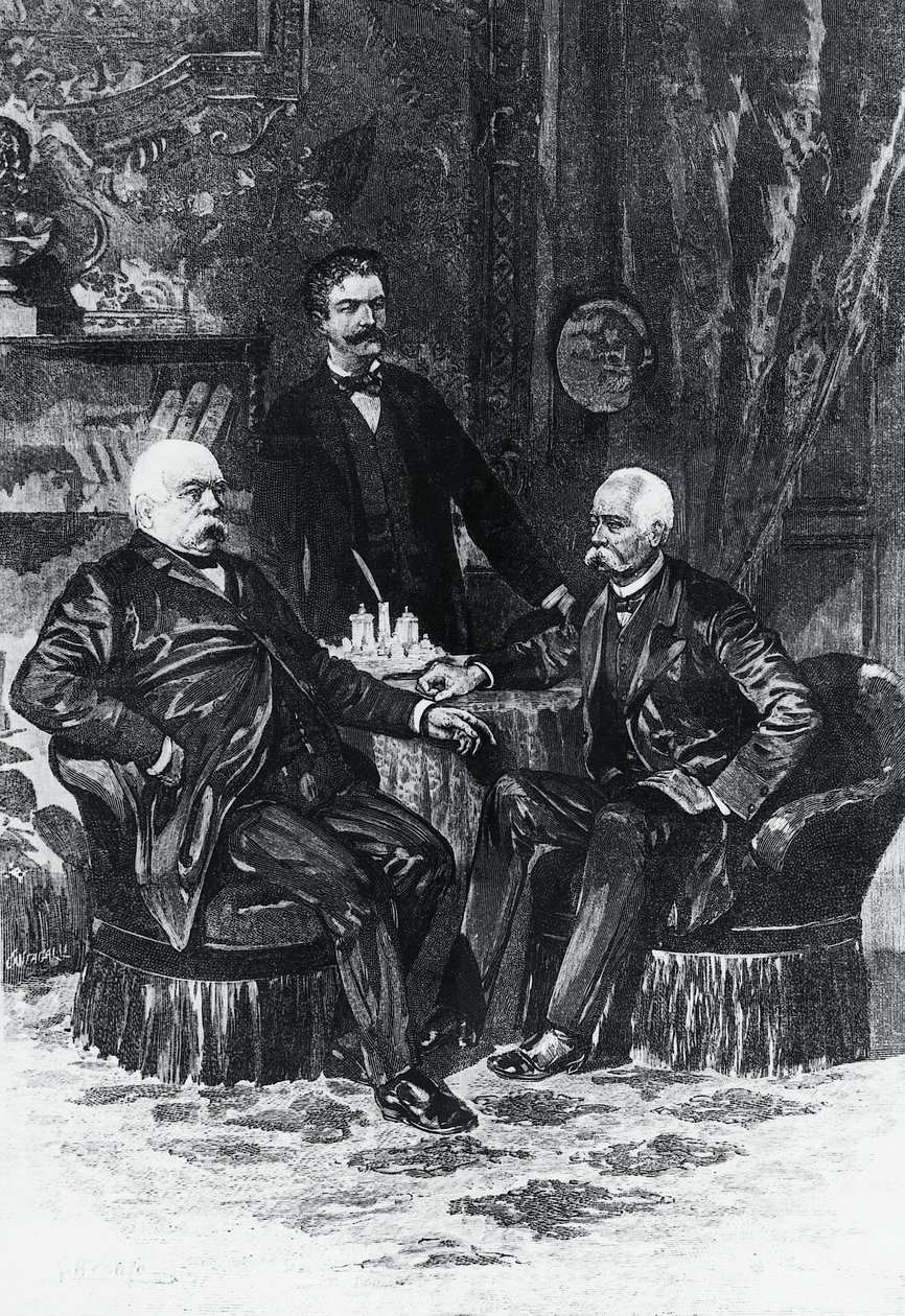 Otto von Bismarck (1815-1898) ve Francesco Crispi (1819-1901) arasında Friedrichsruhe