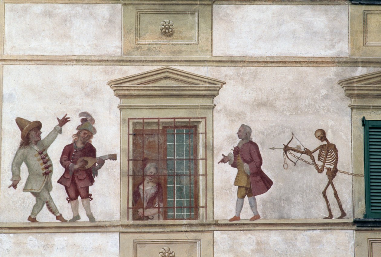 Ölüm Dansı, fresk, Milesi evi, Cassiglio, Lombardiya, İtalya by Georg Carl Heinrich Dollmann