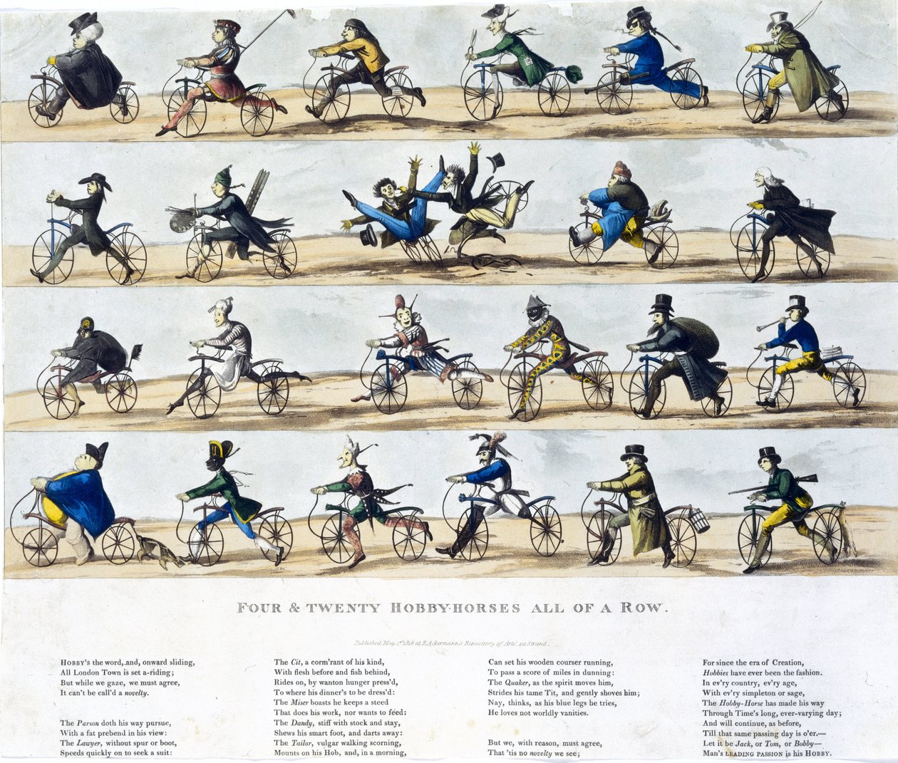 Draisiennes dite velocipedes: Bir Sırada Dört ve Yirmi Hobi Atı by Ferdinand Georg Waldmuller