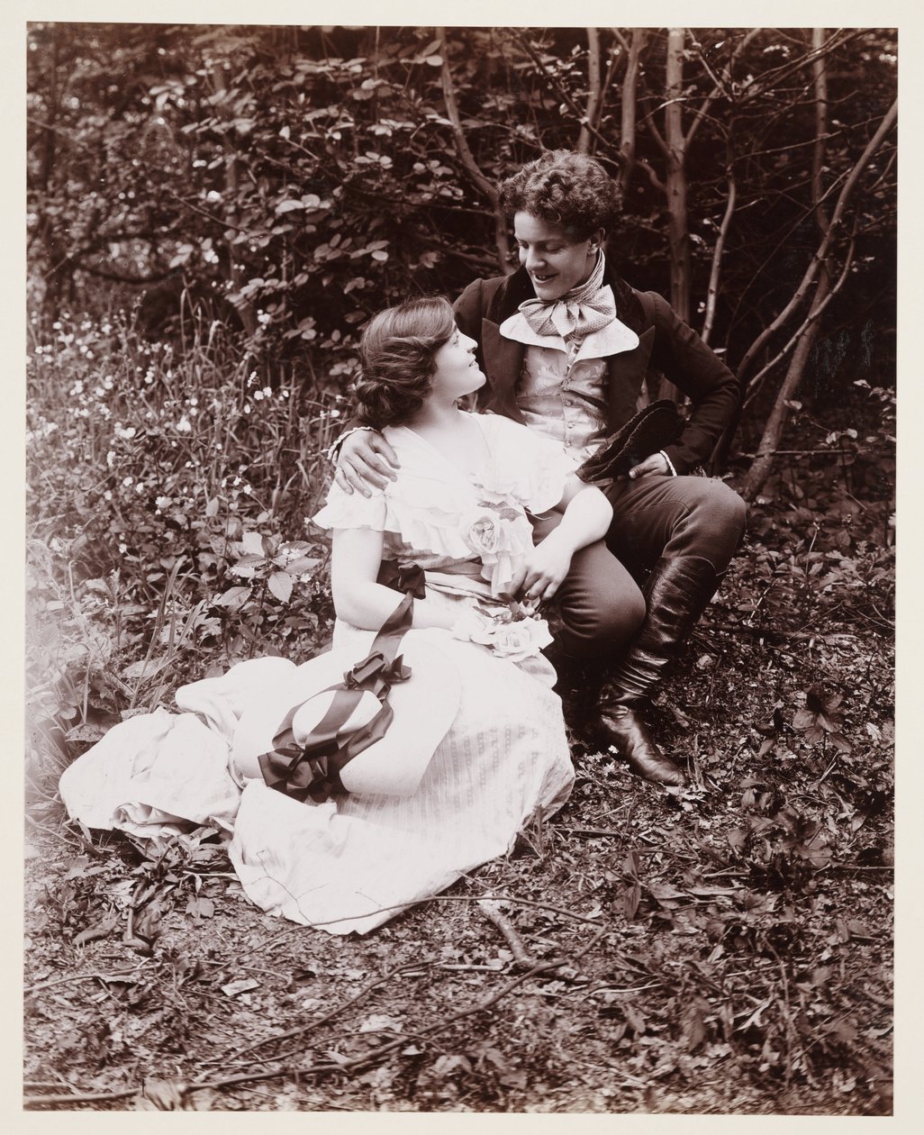 Edward dönemi portre, 19. yüzyıl elbiseli çift by John Pardon