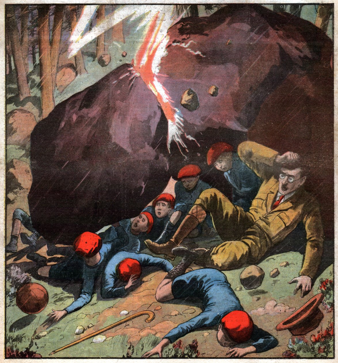 Çocuklara yıldırım çarptı. Çocuklar gök gürültüsüne çarptı. by Ferdinand Georg Waldmuller