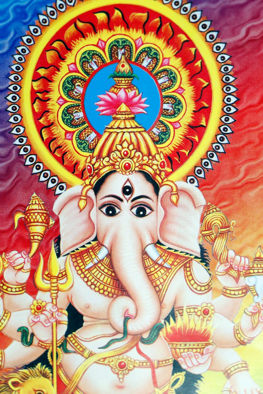 Ganesha veya Ganapati: fil başlı Hindu tanrısı. by . .