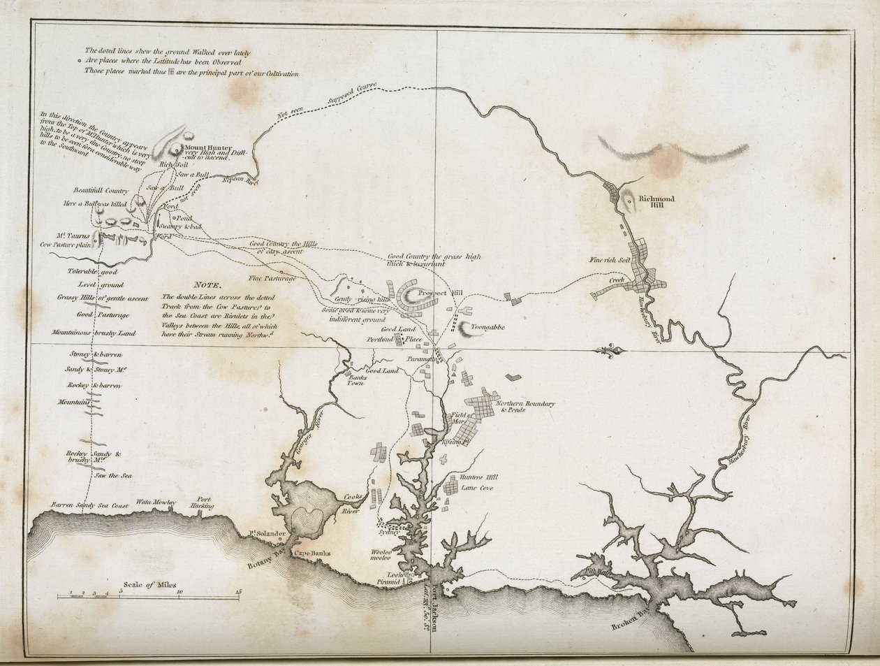 Sidney ve çevresindeki bölgelerin haritası, Avustralya, c 1798 by Frederick (attr. to) Barnard