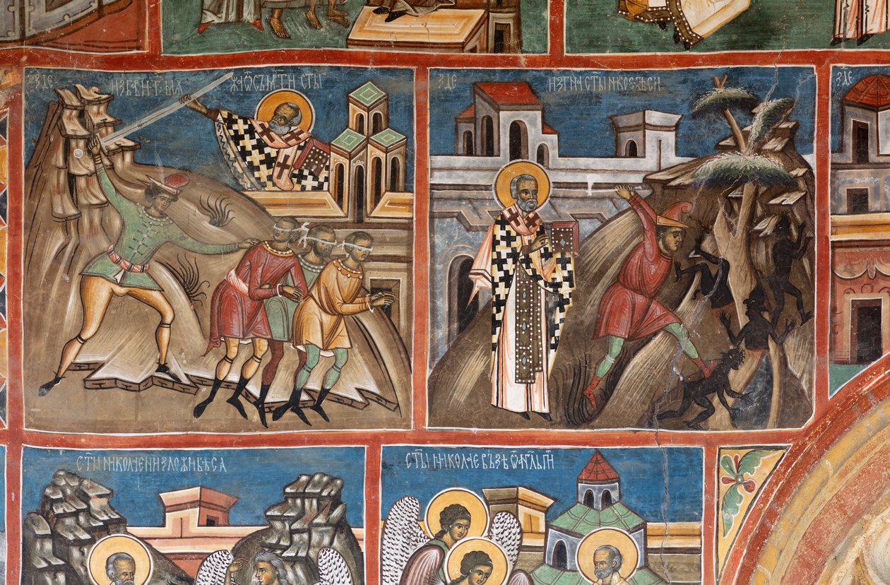 Manastır (manastirea Voronet). Kilise. Dış. Duvar resimleri. Güney taraf, sol taraf. by . .
