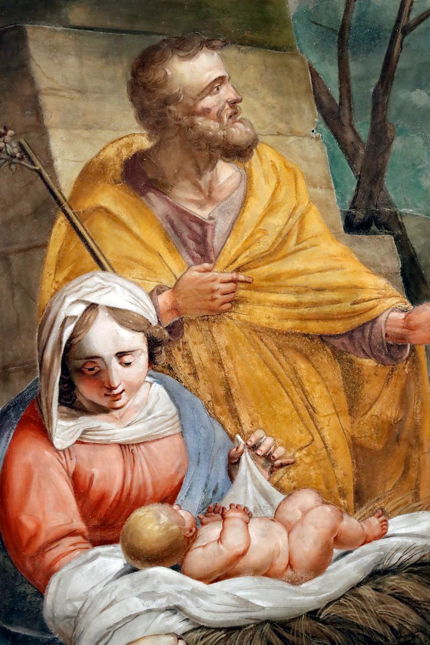 Doğum sahnesi. Kutsal Aile. Santa Maria delle Vigne bazilikası. Cenova. İtalya. by . .