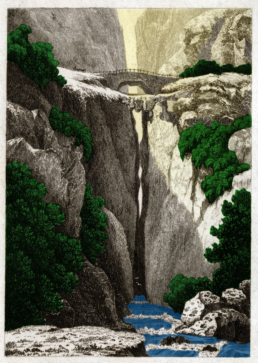Icononzo, Kolombiya Doğal Köprüleri. CA. 1840 (Gravür) by . .