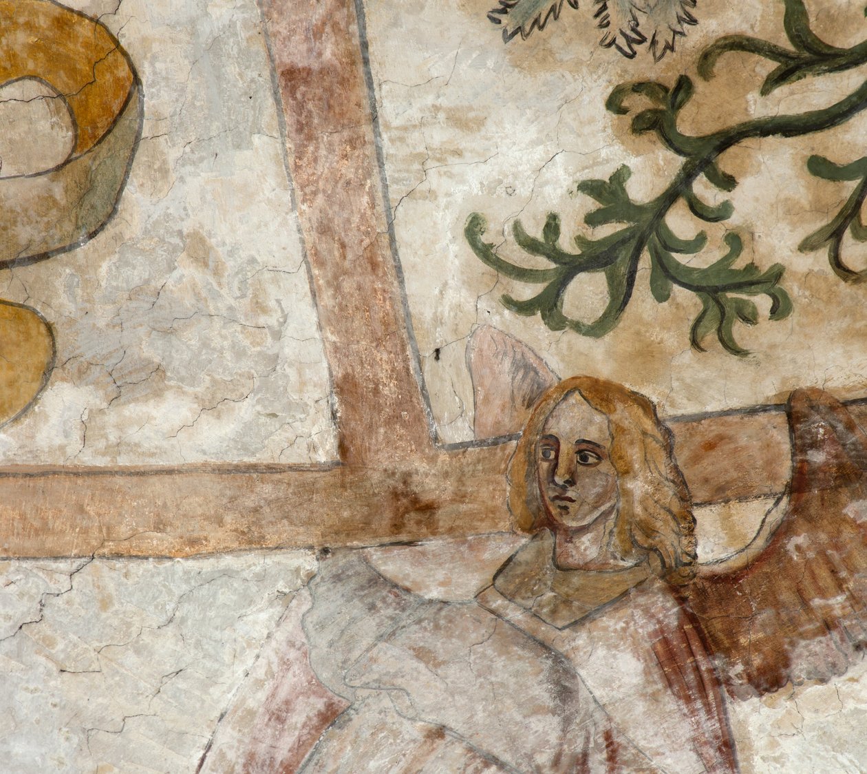 Bölge kilisesi (Parochiekerk Sint-Martinus). İç mekan. Kuzey geçişi. Tonozlardaki duvar resimleri. by . .