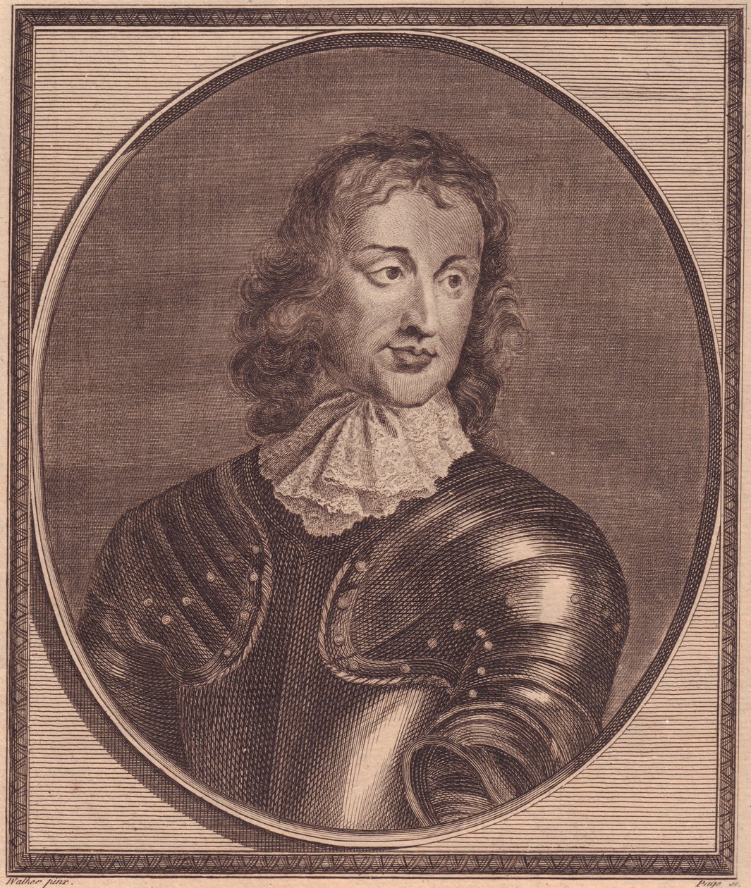 İngiliz General ve politikacı John Lambert'in portresi (1619-1684), Robert Walker'ın tablosundan John Goldar (1729-1795) tarafından bakır gravür by William Walcutt