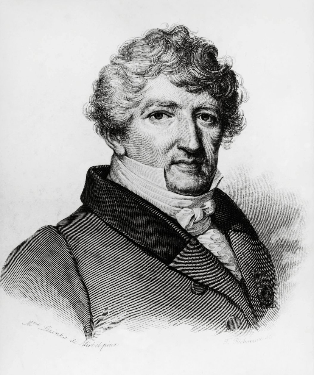 Georges Leopold Chretien Frederic Dagobert Cuvier (1769-1832), Fransız biyolog, gravür portresi by William Walcutt
